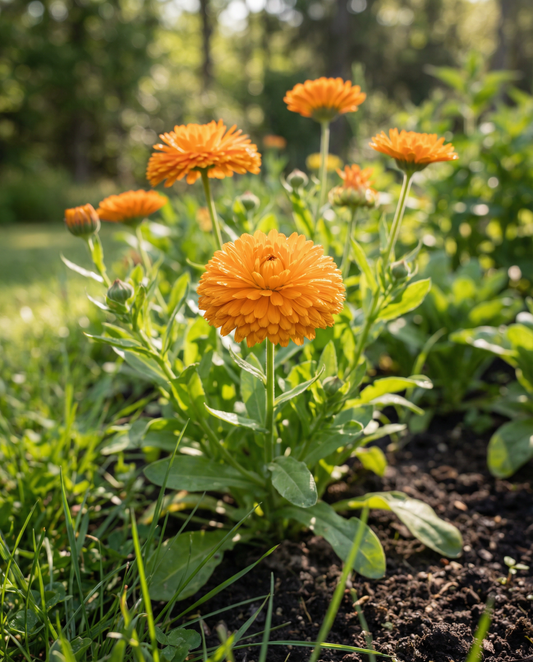 Ringblomma Balls Orange (Calendula officinalis) – ekologiska ettåriga blomsterfrön från SeedsChoice
