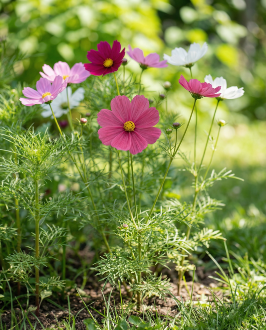 Sensation (Cosmos bipinnatus) – ekologiska frön för ettåriga blommor från SeedsChoice
