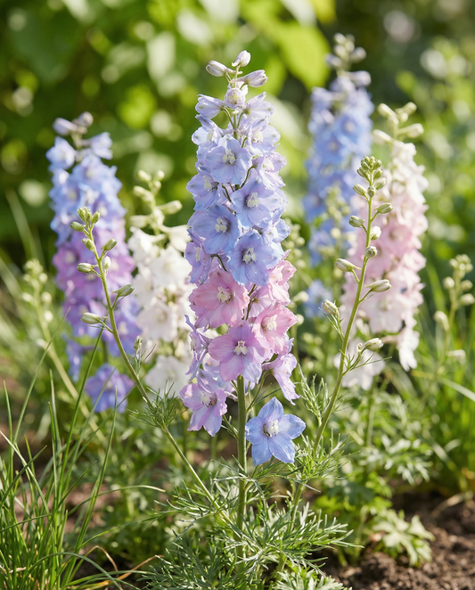 Riddarsporre Imperial Mix (Delphinium consolida) – ekologiska ettåriga blomsterfrön från SeedsChoice