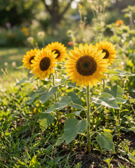 Dvärgsolros Sunspot (Helianthus annuus) – ekologiska ettåriga blomsterfrön från SeedsChoice