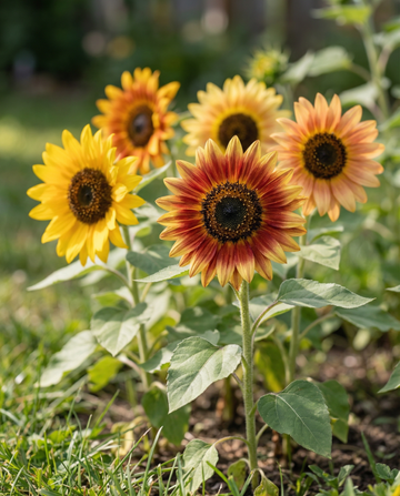 Solros Compact Spray (Helianthus annuus) – ekologiska ettåriga blomsterfrön från SeedsChoice