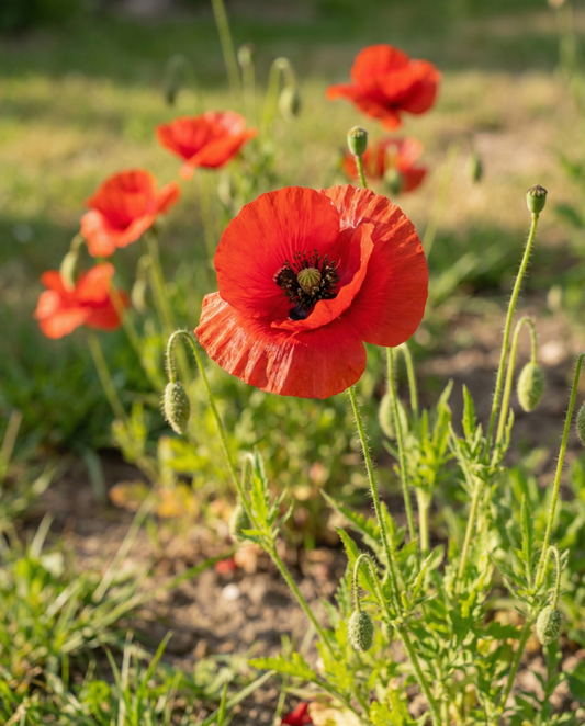 Vallmo (Papaver rhoeas) – ekologiska ettåriga blomsterfrön från SeedsChoice