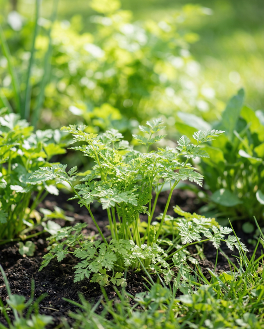 Körvel Fine Curled (Anthriscus cerefolium) – ekologiska ettåriga örtfrön från SeedsChoice
