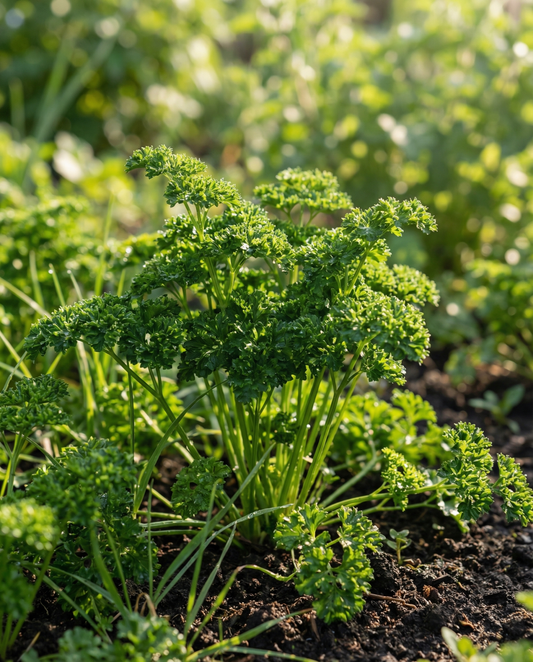 Persilja Moss Curled (Petroselinum crispum) – ekologiska ettåriga örtfrön från SeedsChoice