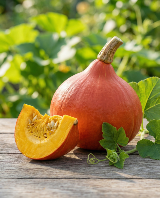 Pumpa Uchiki Kuri (Cucurbita maxima) – ekologiska ettåriga grönsaksfrön från SeedsChoice