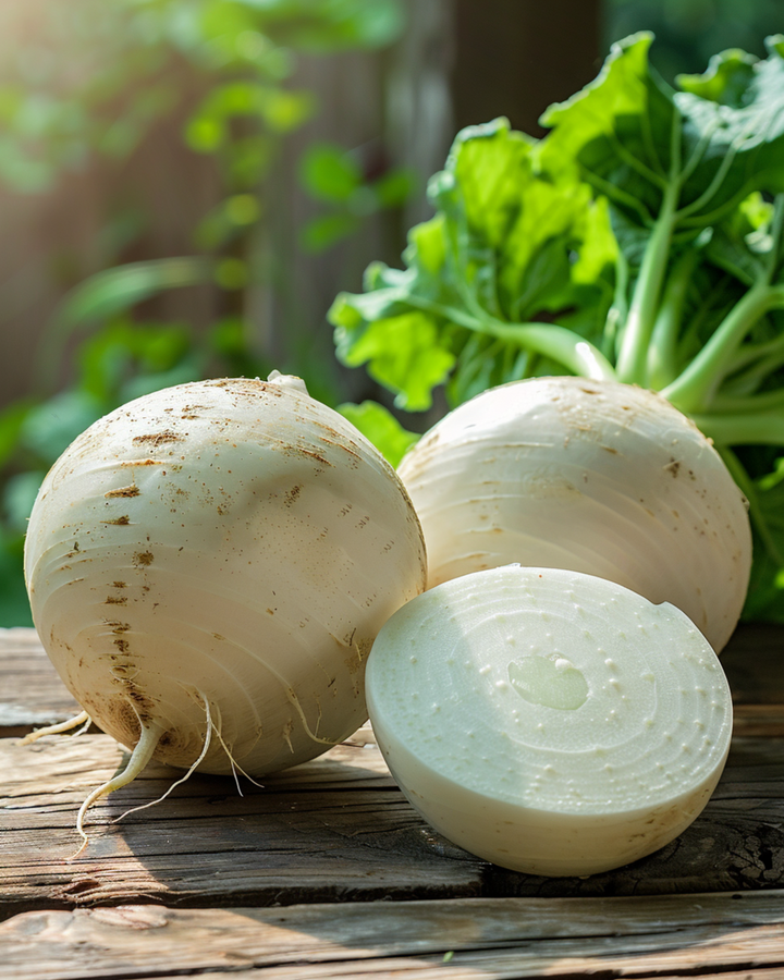 Trädgårdsrova Platte Witte Mei frön (Brassica rapa) – ekologisk ettårig grönsak