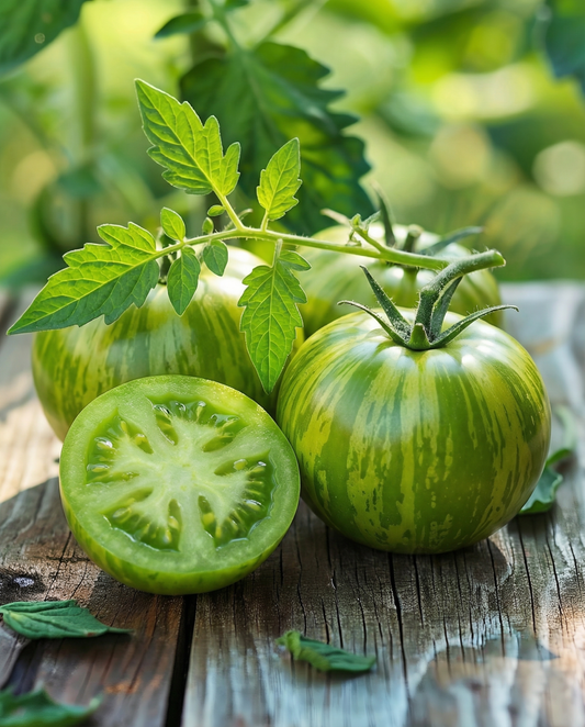 Tomat Green Zebra (Solanum lycopersicum) – ekologiska ettåriga grönsaksfrön från SeedsChoice
