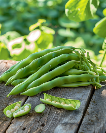 Stångböna Neckarkönigin gröna baljor frön (Phaseolus vulgaris) – ekologisk ettårig grönsak