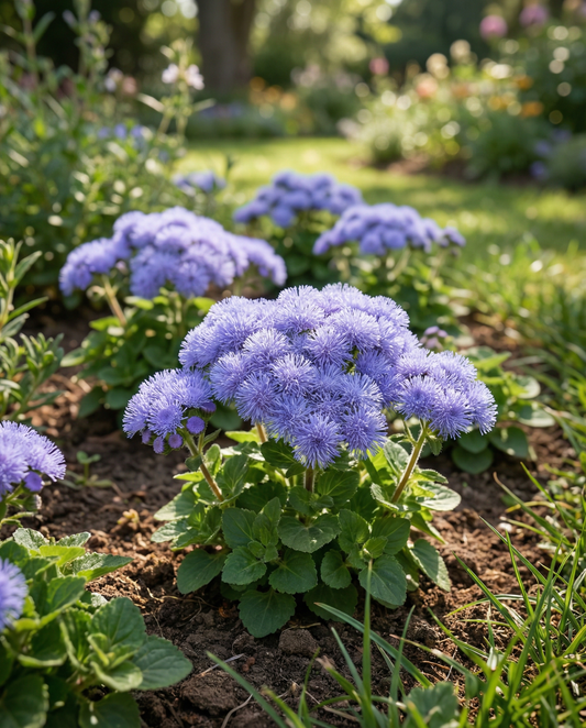 Flossblomma Blue Mink (Ageratum houstonianum) – ettåriga blomsterfrön från SeedsChoice