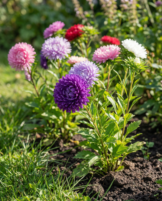Aster Queen Of The Market Mixed Colors (Callistephus chinensis) – ettårig blandning frön från SeedsChoice