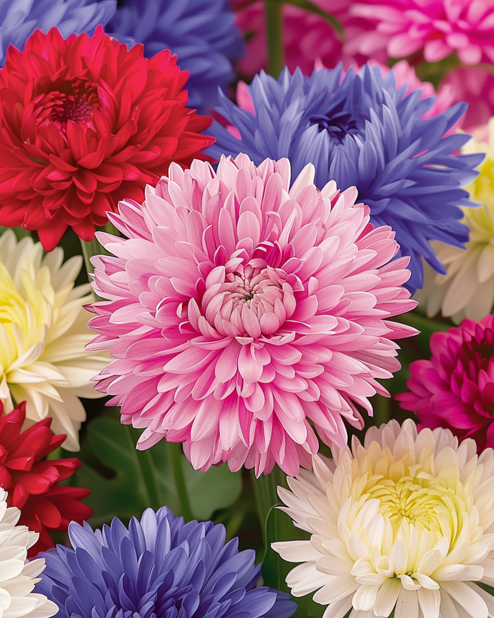 Aster Queen Of The Market Mixed Colors frön (Callistephus chinensis) – ettårig blandning