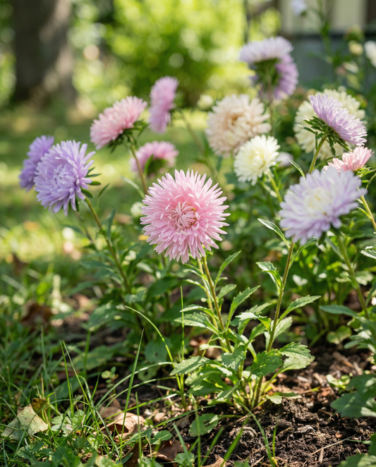 Aster Unicum Mixed Colors (Callistephus chinensis) – frön för ettårig blandning från SeedsChoice