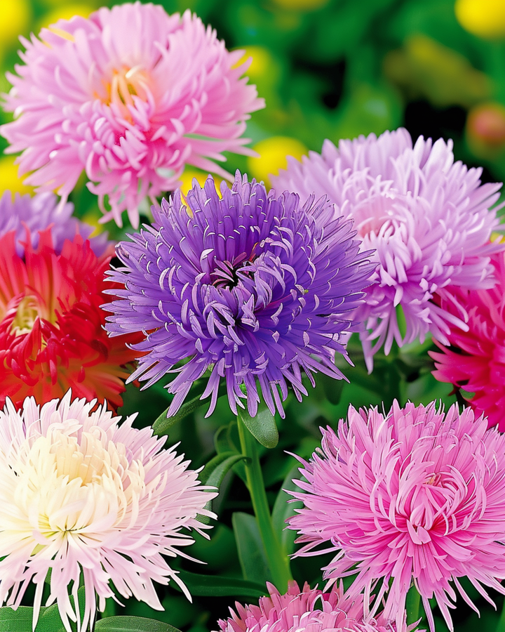 Aster Unicum Mixed Colors frön (Callistephus chinensis) – ettårig blandning
