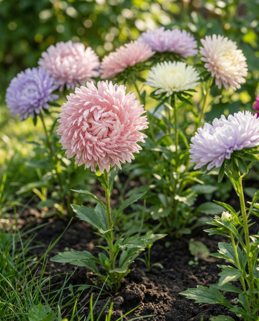 Aster Ostrich Feather Mixed Colors (Callistephus chinensis) – frön ettårig blandning från SeedsChoice