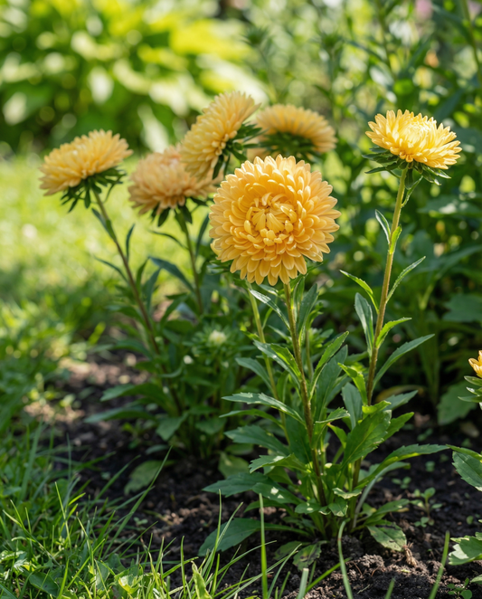 Aster Princess Yellow (Callistephus chinensis) – ettåriga frön från SeedsChoice