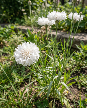 Blåklint White Ball (Centaurea cyanus) – ettåriga blomsterfrön från SeedsChoice
