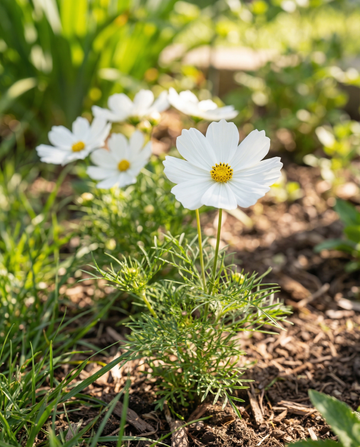 Hummingbird White (Cosmos bipinnatus) – frön till ettåriga blomster från SeedsChoice