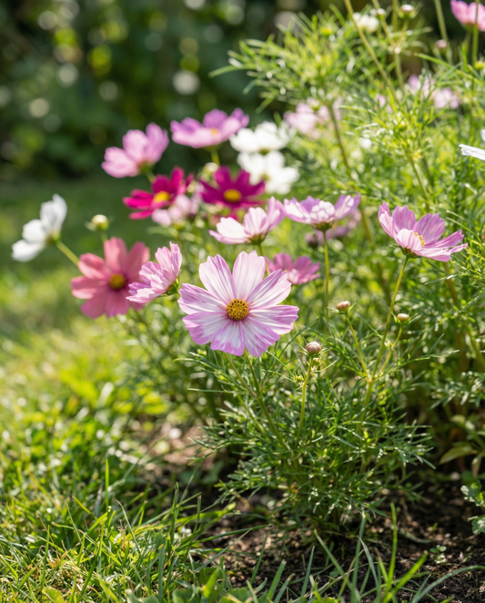 Dwarf Sensation Mixed (Cosmos bipinnatus) – frön i ettårig blandning från SeedsChoice