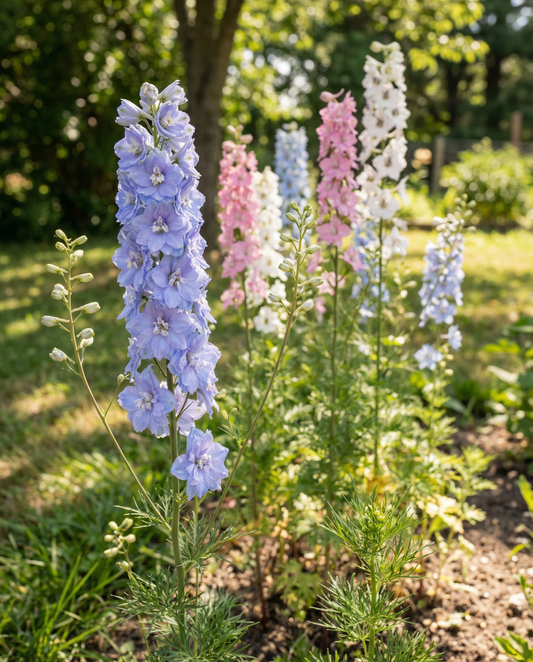 Riddarsporre Imperial Mixed (Delphinium consolida) – ettåriga blomsterfrön från SeedsChoice