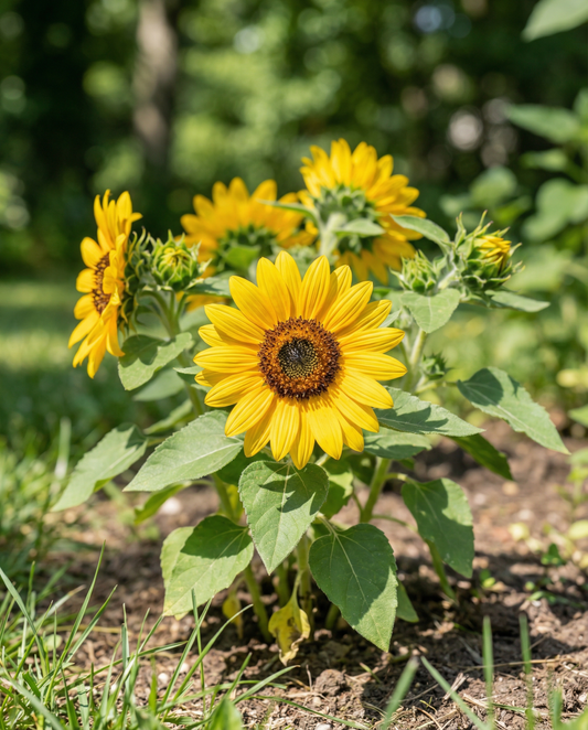 Solros Dwarf Yellow (Helianthus annuus) – ettåriga blomsterfrön från SeedsChoice