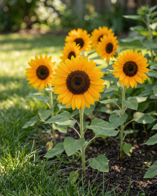 Solros Sunrich Orange F1 Pollenfree (Helianthus annuus) – frön för ettåriga blommor från SeedsChoice