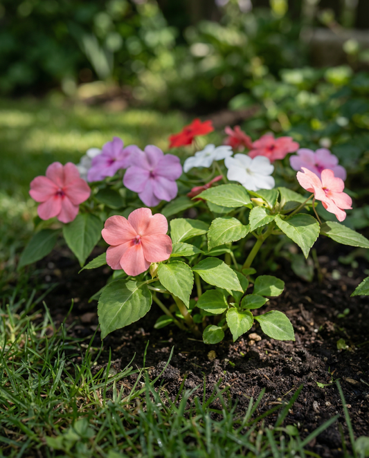 Fröer av Busy Lizzie Baby Mixed (Impatiens walleriana) – ettåriga blomsterfrön från SeedsChoice