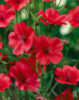Scharlakanslinfrön Linum grandiflorum ettårig blomma