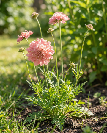 Salmon Queen (Scabiosa atropurpurea) – ettåriga blomsterfrön från SeedsChoice