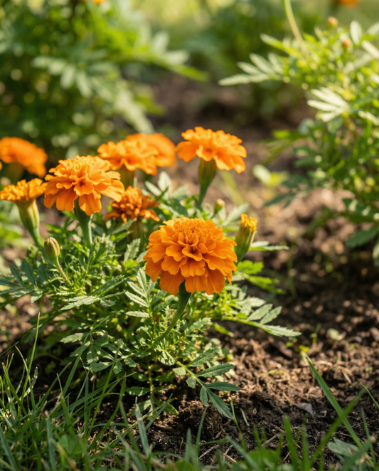 Franska ringblomma Petite Orange (Tagetes patula) – ettåriga blomsterfrön från SeedsChoice