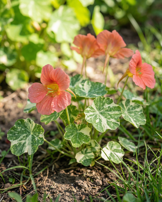Krusskrasse Alaska Salmon (Tropaeolum majus) – ettåriga frön från SeedsChoice