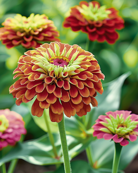 Zinnia Queeny Red Lime frön Zinnia Elegans ettårig