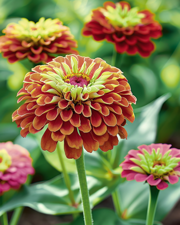 Queeny Red Lime frön (Zinnia elegans) – ettårig