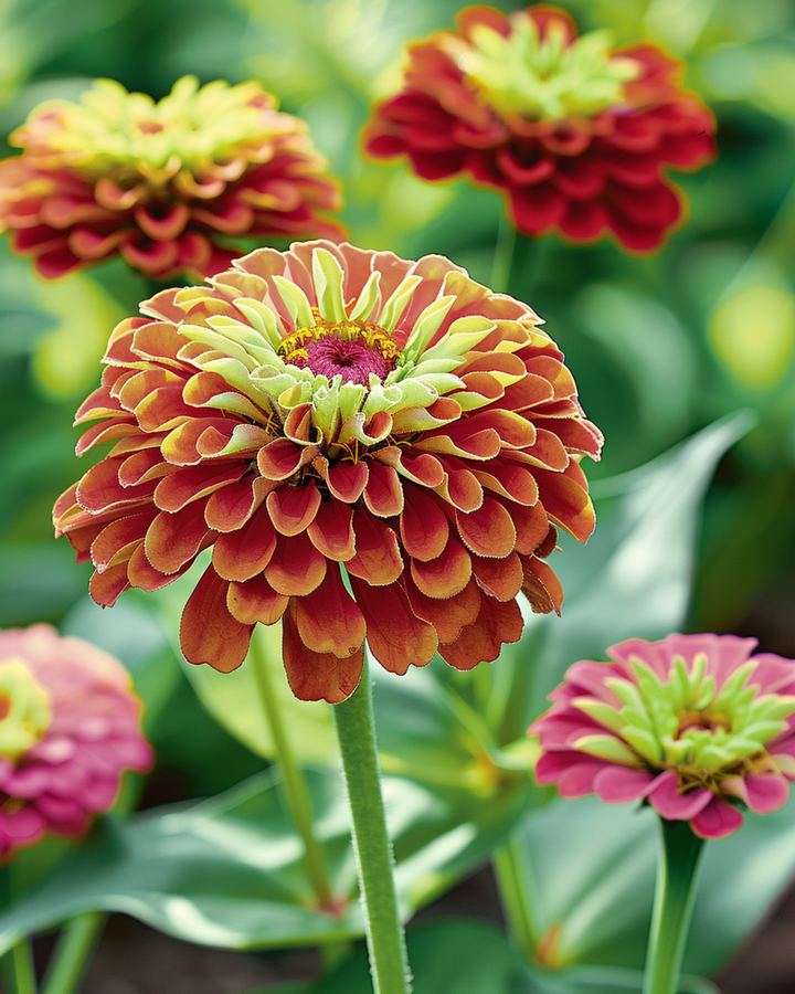 Queeny Red Lime frön (Zinnia elegans) – ettårig