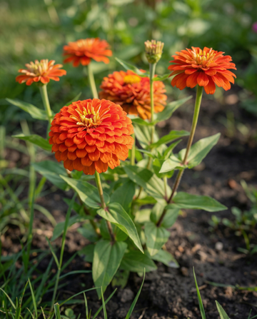 Scarlet Flame (Zinnia elegans) – ettåriga blomfrön från SeedsChoice