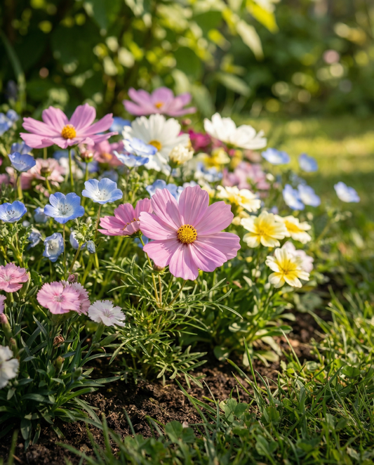 Japanese Carpet Mix fullt sol 15 till 45 cm – ettåriga blomsterfrön från SeedsChoice