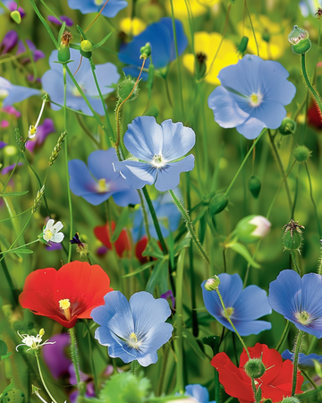 Vildblommsblandning 5 g förpackning frön (Linum usitatissimum) – ettårig blomma