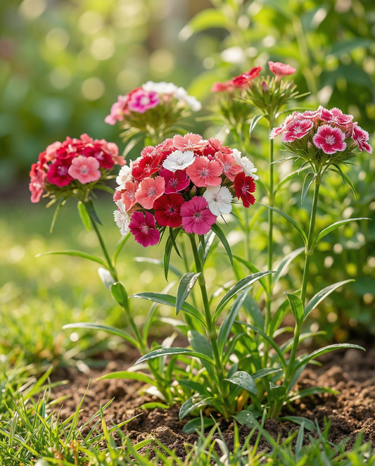 Borstnejlika Mixed Single Flowered (Dianthus barbatus) – frön till tvåårig blomma från SeedsChoice