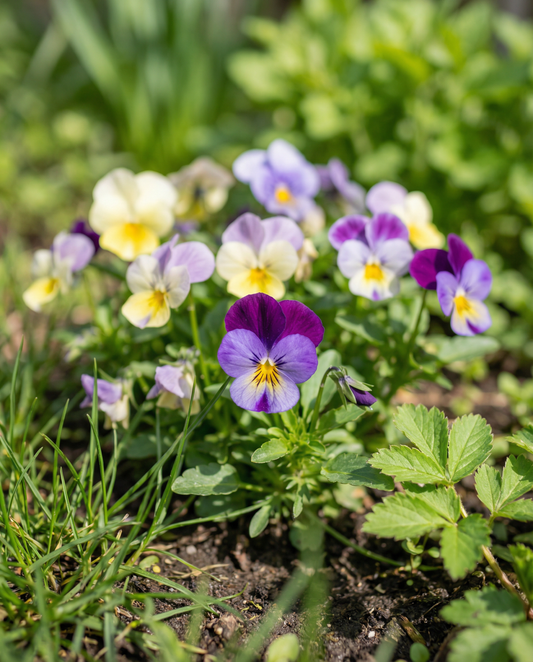 Bambini Mixed (Viola cornuta) – tvååriga blomsterfrön från SeedsChoice