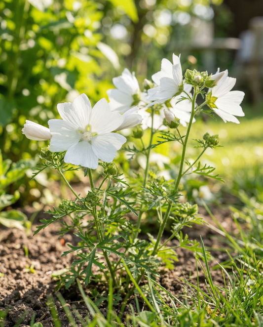 Myskmalva Alba White (Malva moschata) – fleråriga blomsterfrön från SeedsChoice