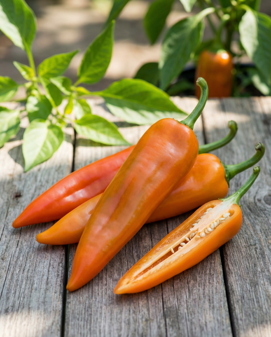 Spetspaprika Timia Orange Pointed (Capsicum annuum) – frön av ettårig grönsak från SeedsChoice