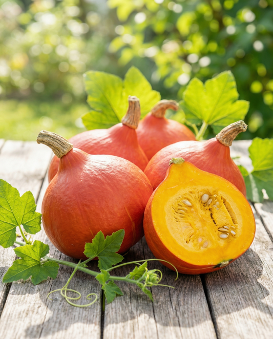 Pumpa Uchiki Kuri (Cucurbita maxima) – ettåriga grönsaksfrön från SeedsChoice