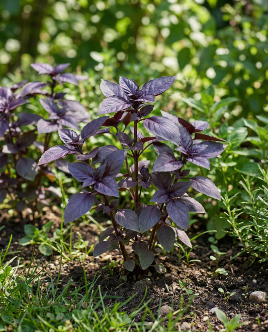 Basilika Dark Opal (Ocimum basilicum) – ettåriga örter från SeedsChoice