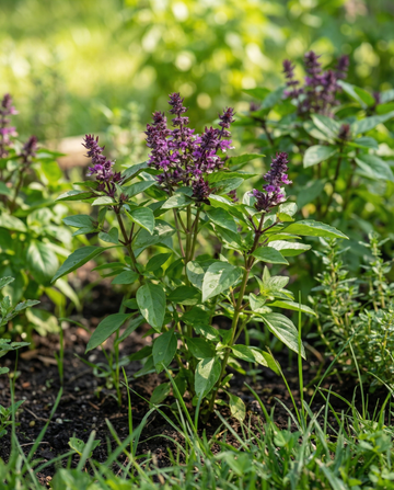Basilika Siam Queen (Ocimum basilicum) – frön för ettårig ört från SeedsChoice