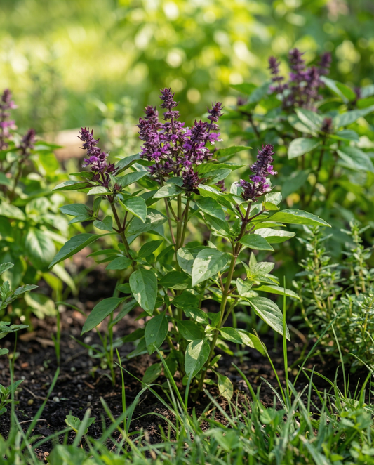 Basilika Siam Queen (Ocimum basilicum) – frön för ettårig ört från SeedsChoice