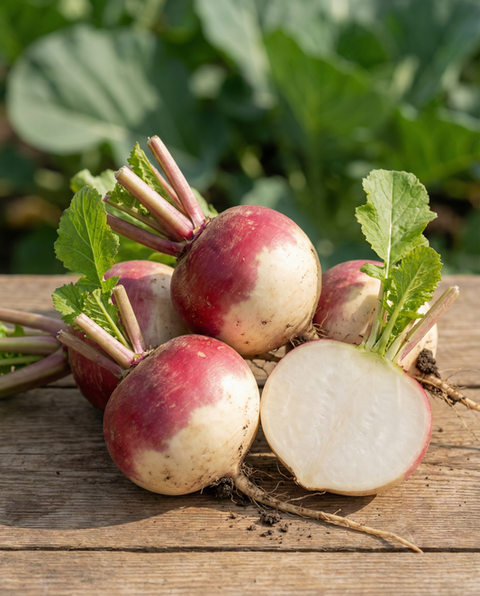 Majrova Ronde Witte Roodkop Nancy (Brassica rapa) – ettårigt grönsaksfrö från SeedsChoice