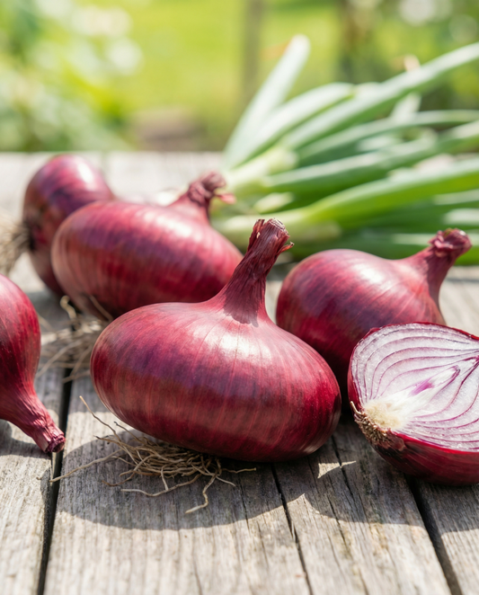 Lök Noordhollandse Bloedrode (Allium cepa) – ettårigt grönsaksfrö från SeedsChoice