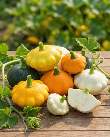 Patisson Squash Colour Mix (Cucurbita pepo) – ettåriga grönsaksfrön från SeedsChoice