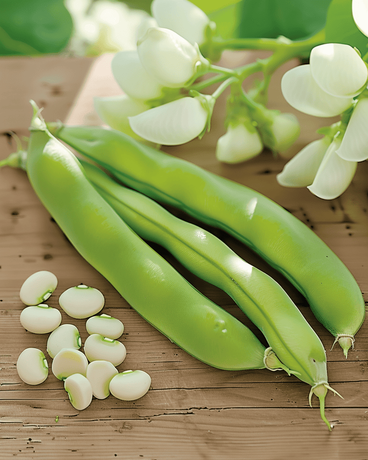 Bondbönafrön Threefold White (Vicia faba) – ettårig grönsak