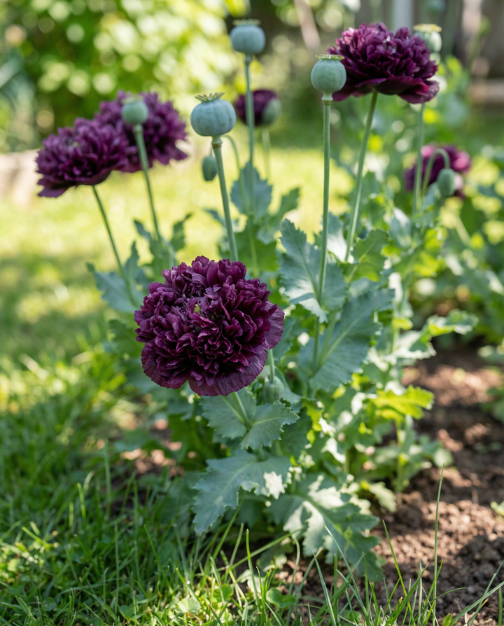 Vallmo Black Paeony mörkviolett 80 cm frön – ettårig blomma