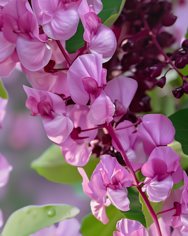 Frön av hyacintböna Dolichos lablab ettårig klätterväxt med lila rosa blommor